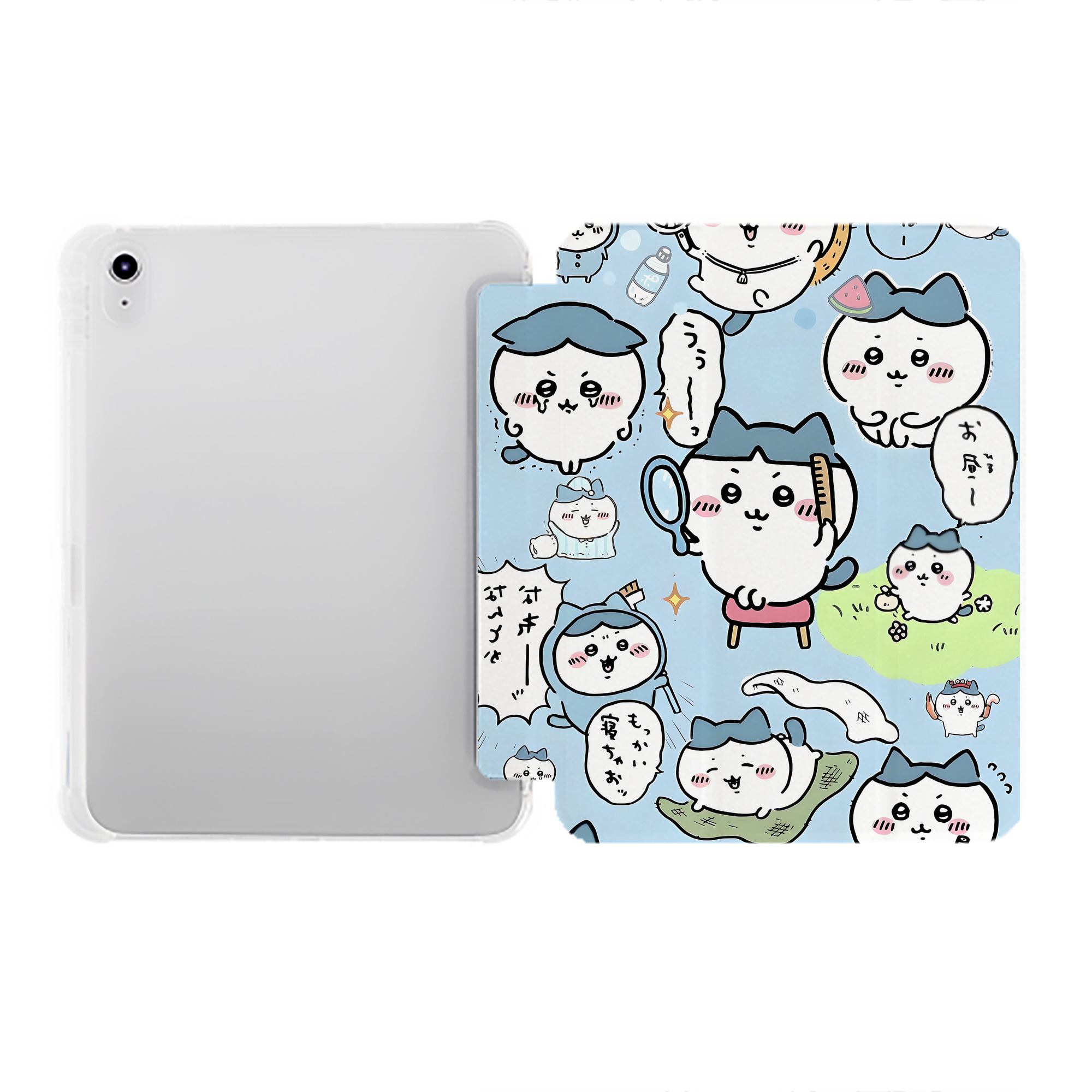 （画像用） ちいかわ Chii-kawa IPad ケース ペン収納付き 三つ折りスタンド PUレザー×シリコン 対応機種9.5/10.5/10.9インチ